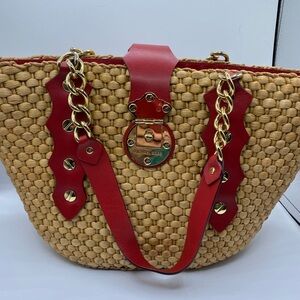 Michael Kor’s straw and leather bag